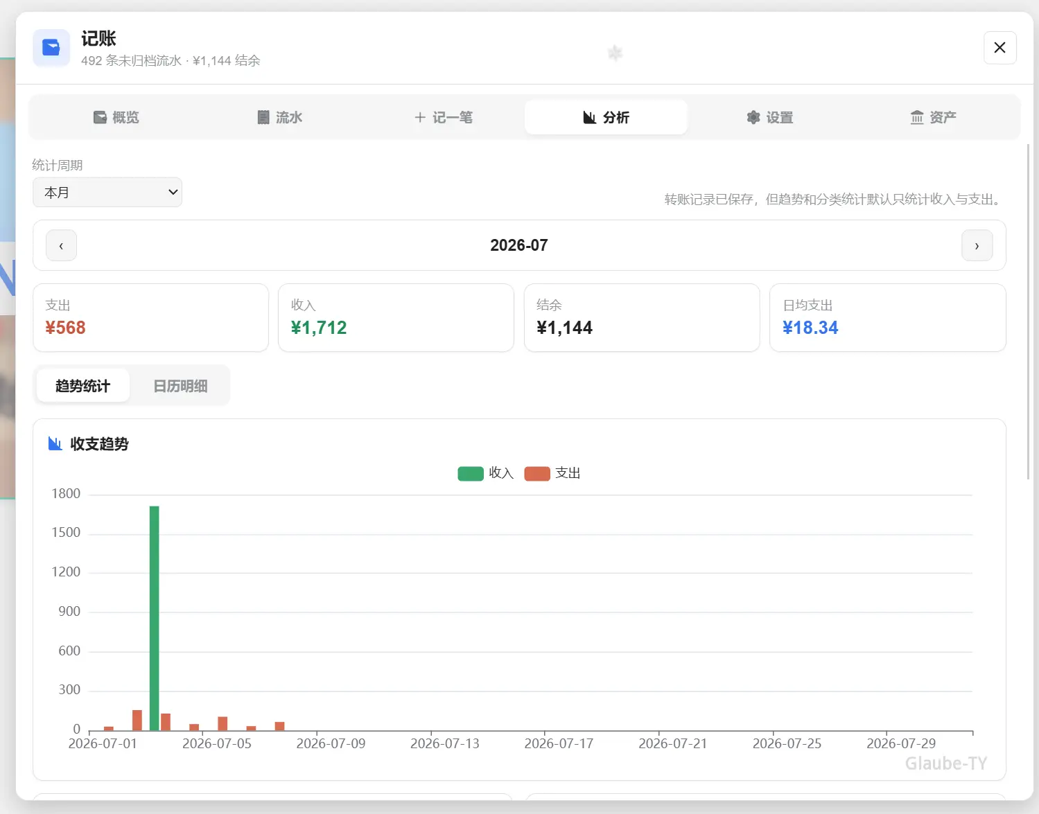 记账组件统计分析